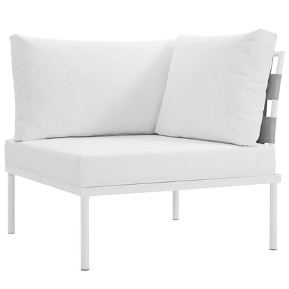 Harmony Five PCS Outdoor Patio Aluminum Sectional Sofa Set, White, Rattan 11693