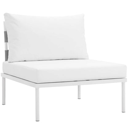 Harmony Eight PCS Outdoor Patio Aluminum Sectional Sofa Set, White, Rattan 11697