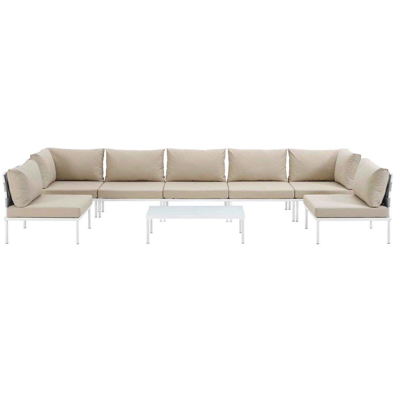 Harmony Eight PCS Outdoor Patio Aluminum Sectional Sofa Set, Beige, Rattan 11698