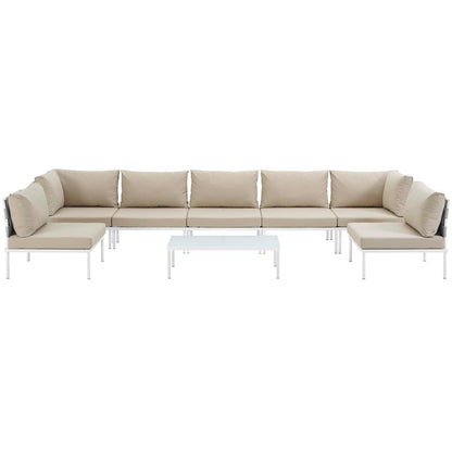 Harmony Eight PCS Outdoor Patio Aluminum Sectional Sofa Set, Beige, Rattan 11698