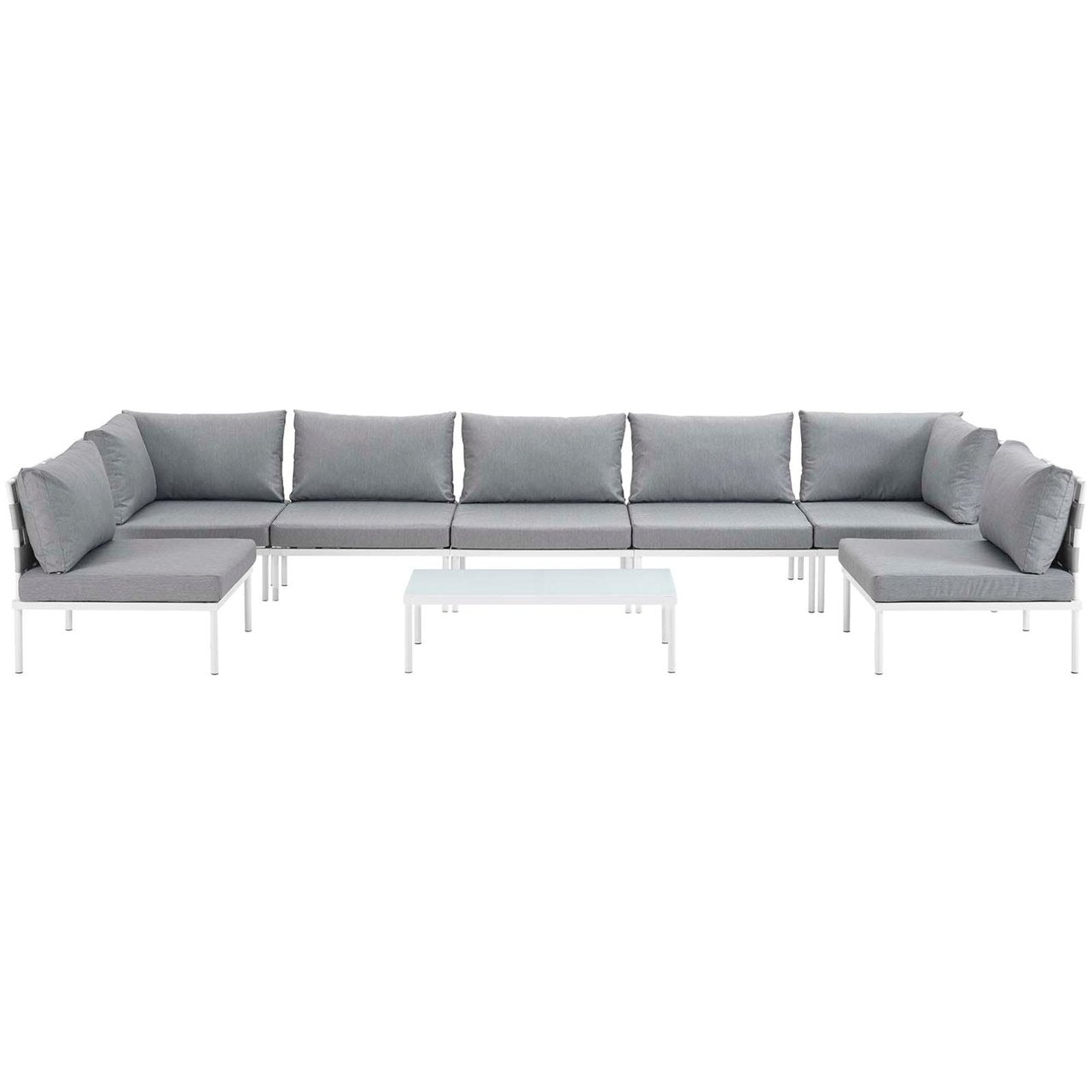 Harmony Eight PCS Outdoor Patio Aluminum Sectional Sofa Set, Grey, Rattan 11699