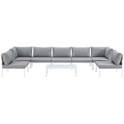 Harmony Eight PCS Outdoor Patio Aluminum Sectional Sofa Set, Grey, Rattan 11699