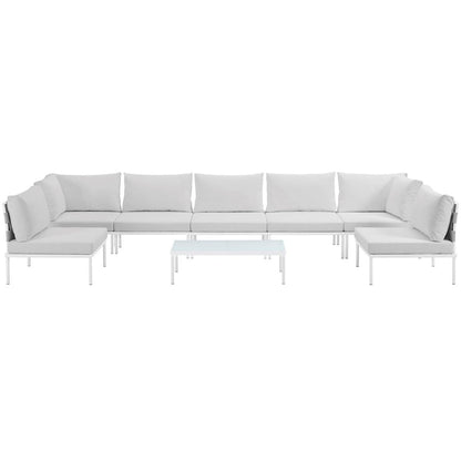Harmony Eight PCS Outdoor Patio Aluminum Sectional Sofa Set, White, Rattan 11701