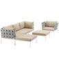 Harmony Six PCS Outdoor Patio Aluminum Sectional Sofa Set, Beige, Rattan 11702