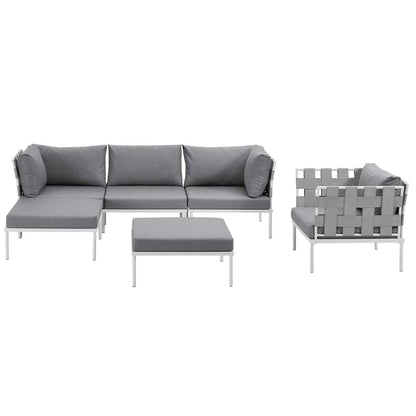 Harmony Six PCS Outdoor Patio Aluminum Sectional Sofa Set, Grey, Rattan 11703