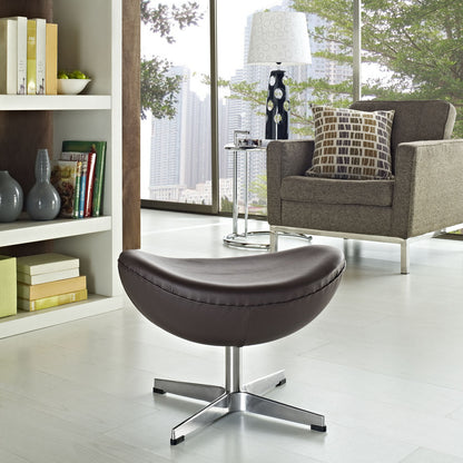 Glove Leather Ottoman in Brown