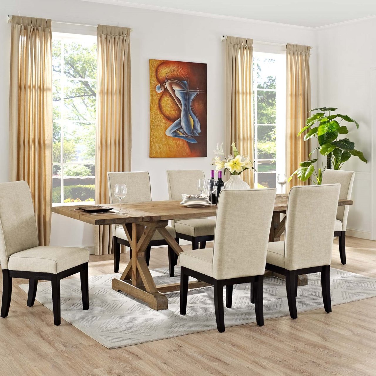 Den Extendable Wood Dining Table, Brown, Wood 11725