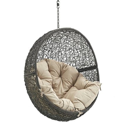 Hide Outdoor Patio Swing Chair Without Stand, Beige, Rattan 11728