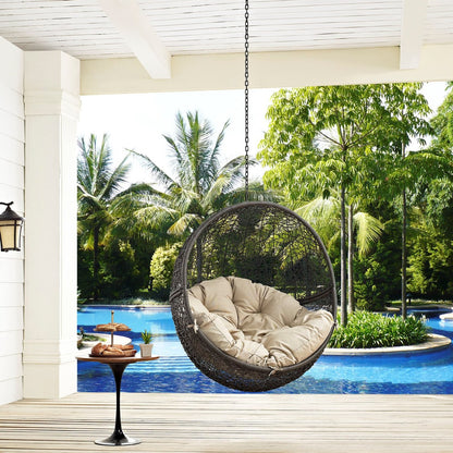 Hide Outdoor Patio Swing Chair Without Stand, Beige, Rattan 11728