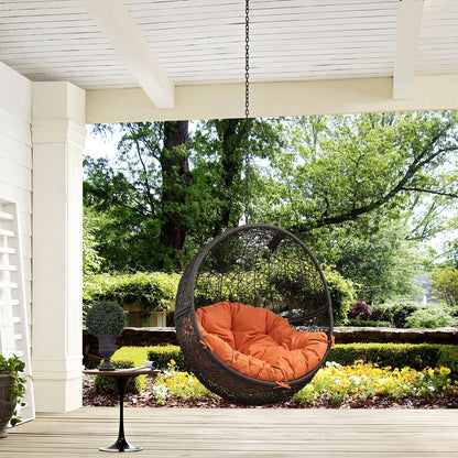 Hide Outdoor Patio Swing Chair Without Stand, Orange, Rattan 11732