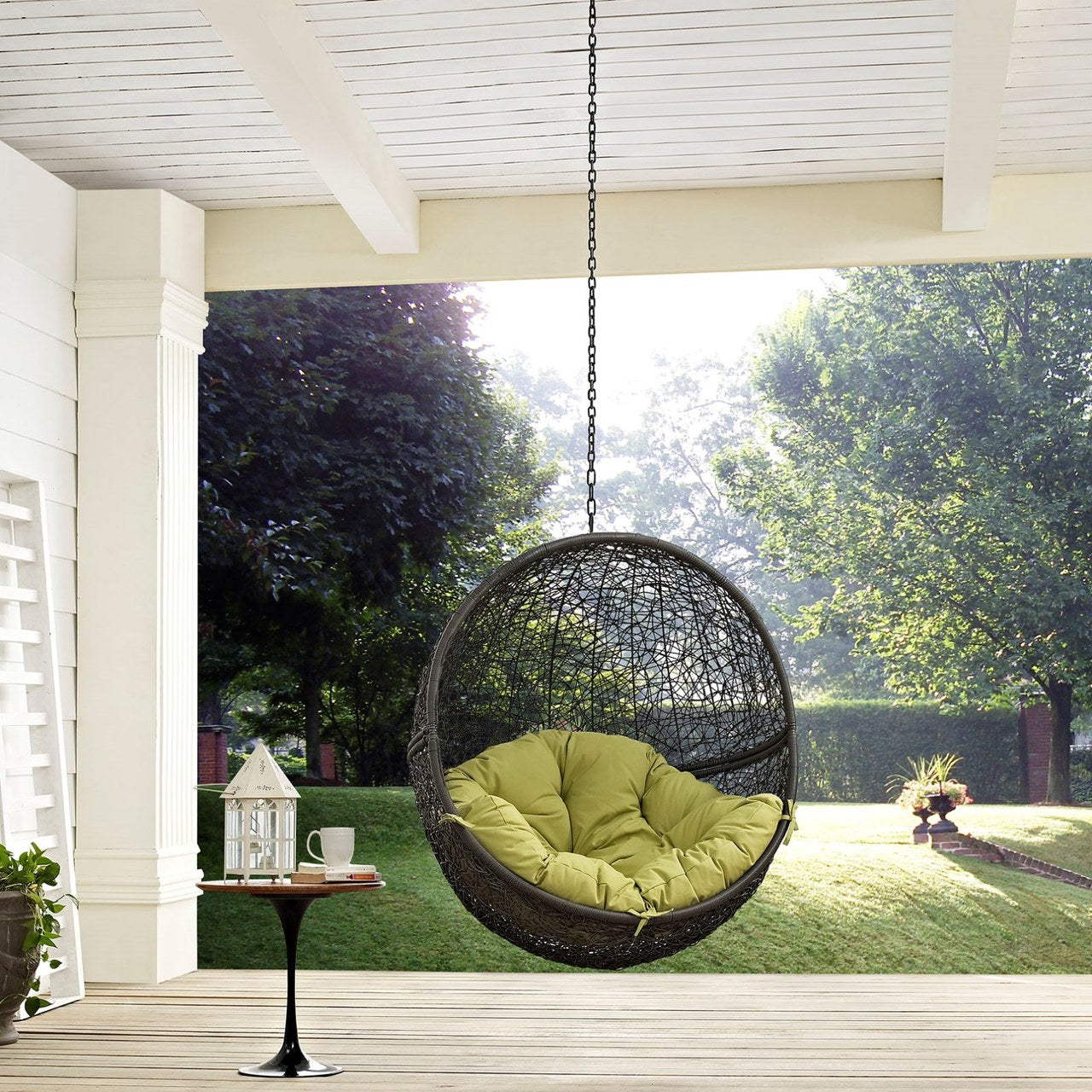 Hide Outdoor Patio Swing Chair Without Stand, Green, Rattan 11733