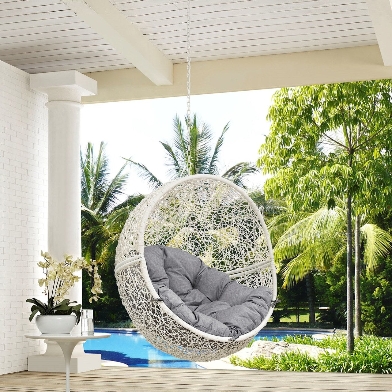 Hide Outdoor Patio Swing Chair Without Stand, Grey, Rattan 11738
