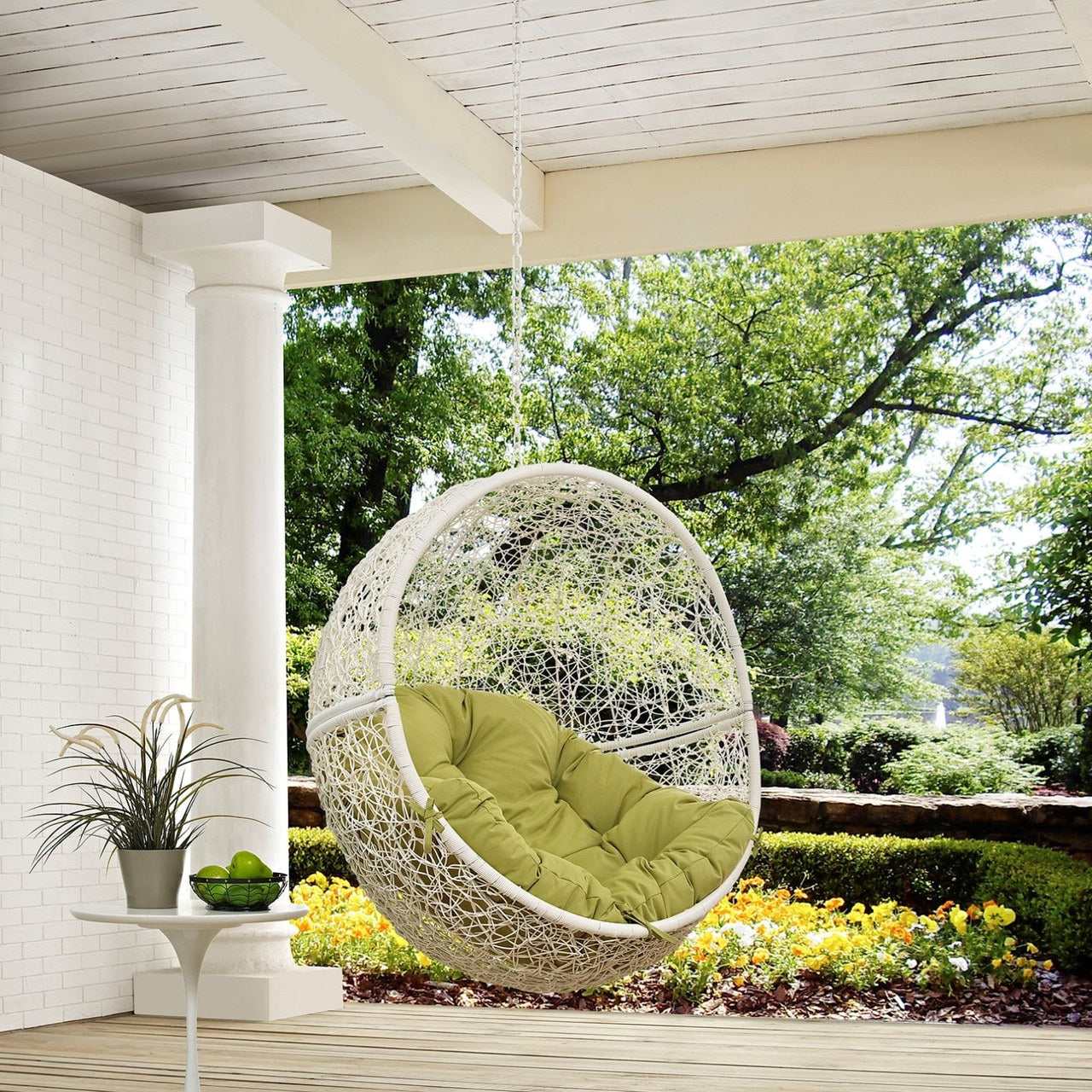 Hide Outdoor Patio Swing Chair Without Stand, Green, Rattan 11742