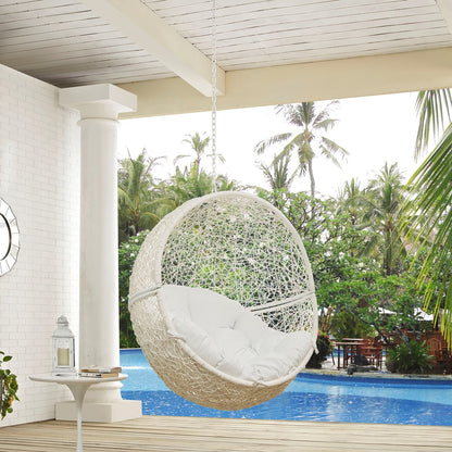 Hide Outdoor Patio Swing Chair Without Stand, White, Rattan 11745