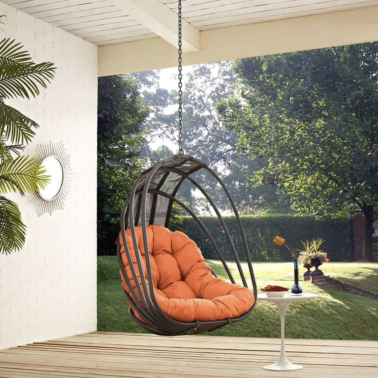 Whisk Outdoor Patio Swing Chair Without Stand, Orange, Rattan 11750