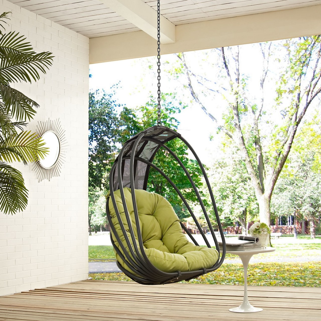 Whisk Outdoor Patio Swing Chair Without Stand, Green, Rattan 11751
