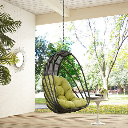 Whisk Outdoor Patio Swing Chair Without Stand, Green, Rattan 11751