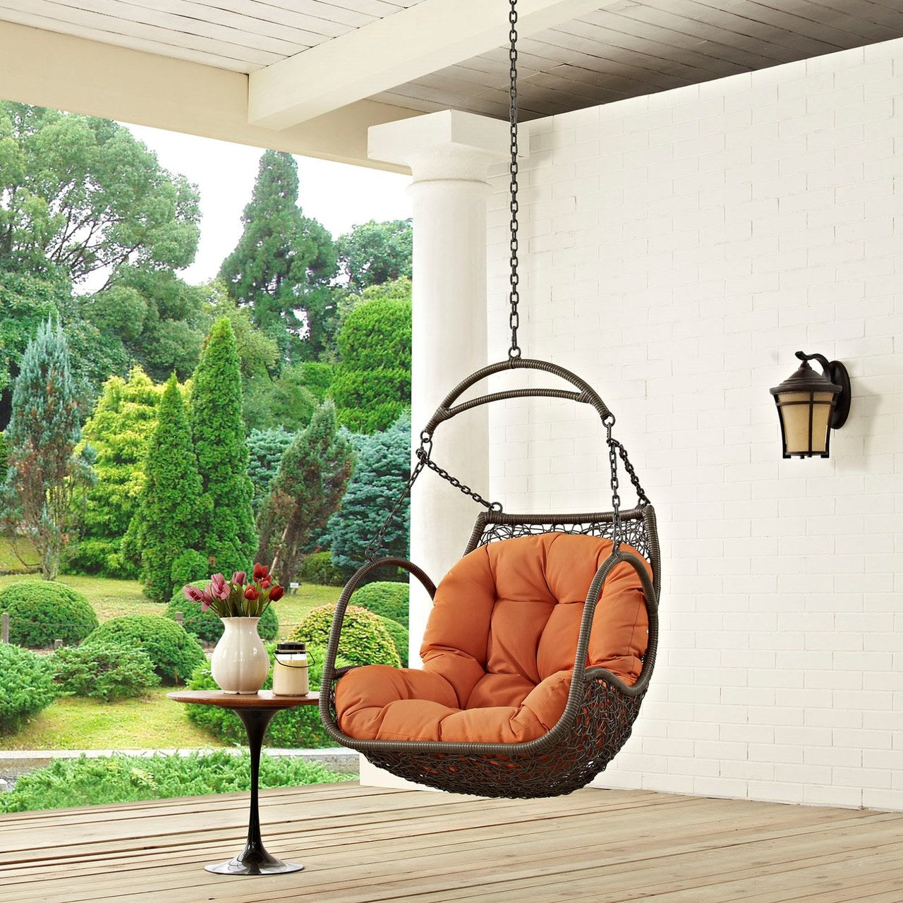 Arbor Outdoor Patio Swing Chair Without Stand, Orange, Rattan 11757