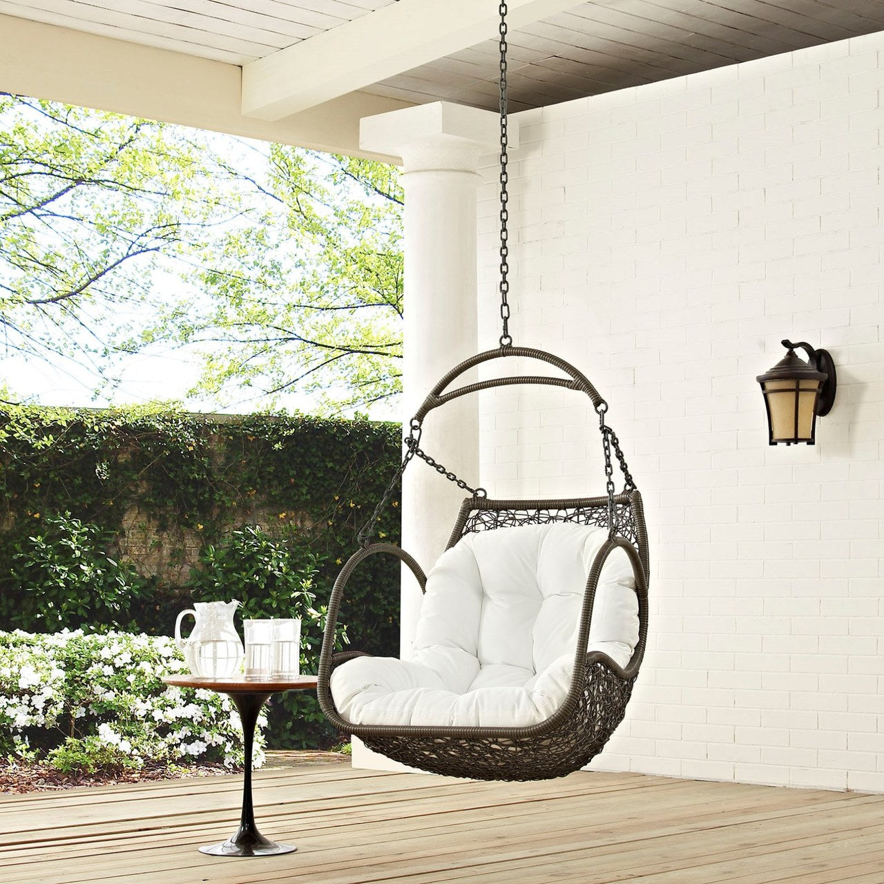 Arbor Outdoor Patio Swing Chair Without Stand, White, Rattan 11760