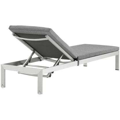 Shore Outdoor Patio Aluminum Chaise with Cushions, Grey, Metal 11762