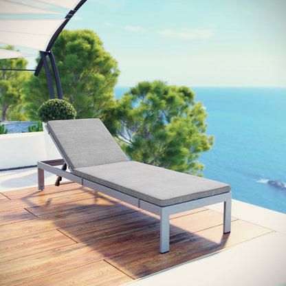 Shore Outdoor Patio Aluminum Chaise with Cushions, Grey, Metal 11762