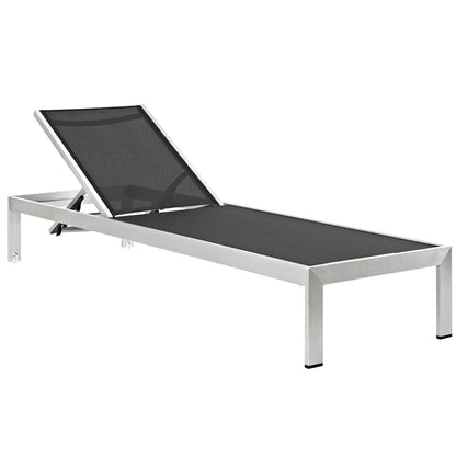 Shore Outdoor Patio Aluminum Chaise with Cushions, Brown, Metal 11763