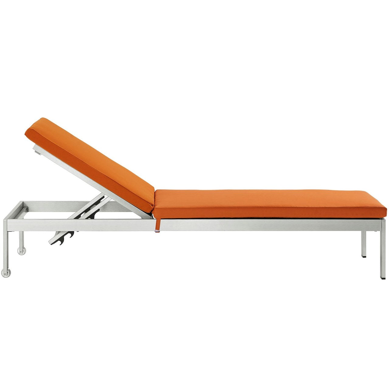 Shore Outdoor Patio Aluminum Chaise with Cushions, Orange, Metal 11765