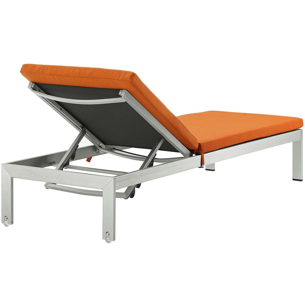 Shore Outdoor Patio Aluminum Chaise with Cushions, Orange, Metal 11765