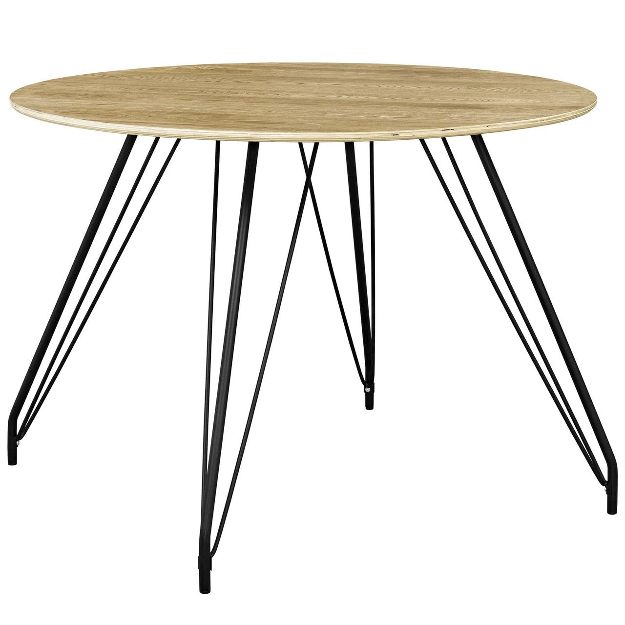 Satellite Circular Dining Table, Wood Metal Steel, Natural 13611