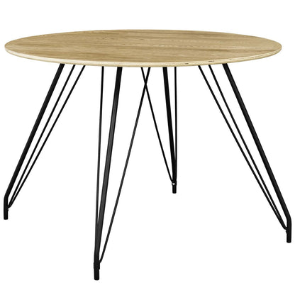 Satellite Circular Dining Table, Wood Metal Steel, Natural 13611