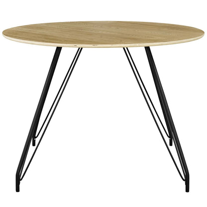 Satellite Circular Dining Table, Wood Metal Steel, Natural 13611