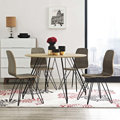 Satellite Circular Dining Table, Wood Metal Steel, Natural 13611