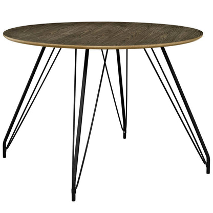Satellite Circular Dining Table, Wood Metal Steel, Brown 13612