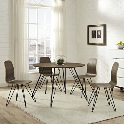 Satellite Circular Dining Table, Wood Metal Steel, Brown 13612