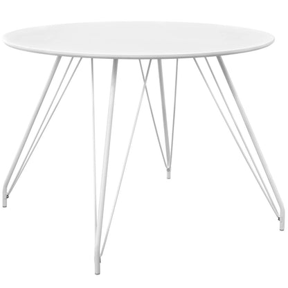 Satellite Circular Dining Table, Wood Metal Steel, White 13620