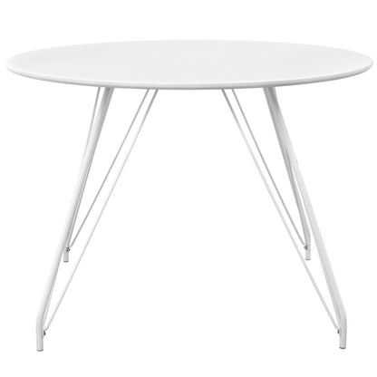 Satellite Circular Dining Table, Wood Metal Steel, White 13620