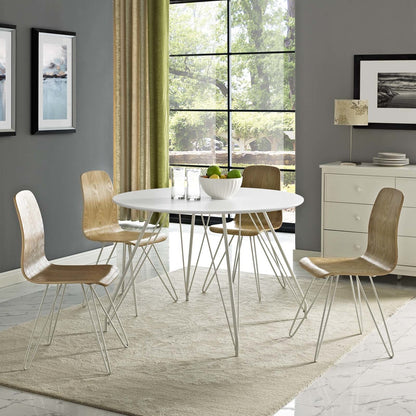 Satellite Circular Dining Table, Wood Metal Steel, White 13620