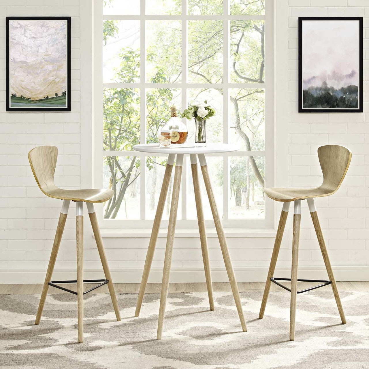 Track Round Bar Table, Wood, White 13625