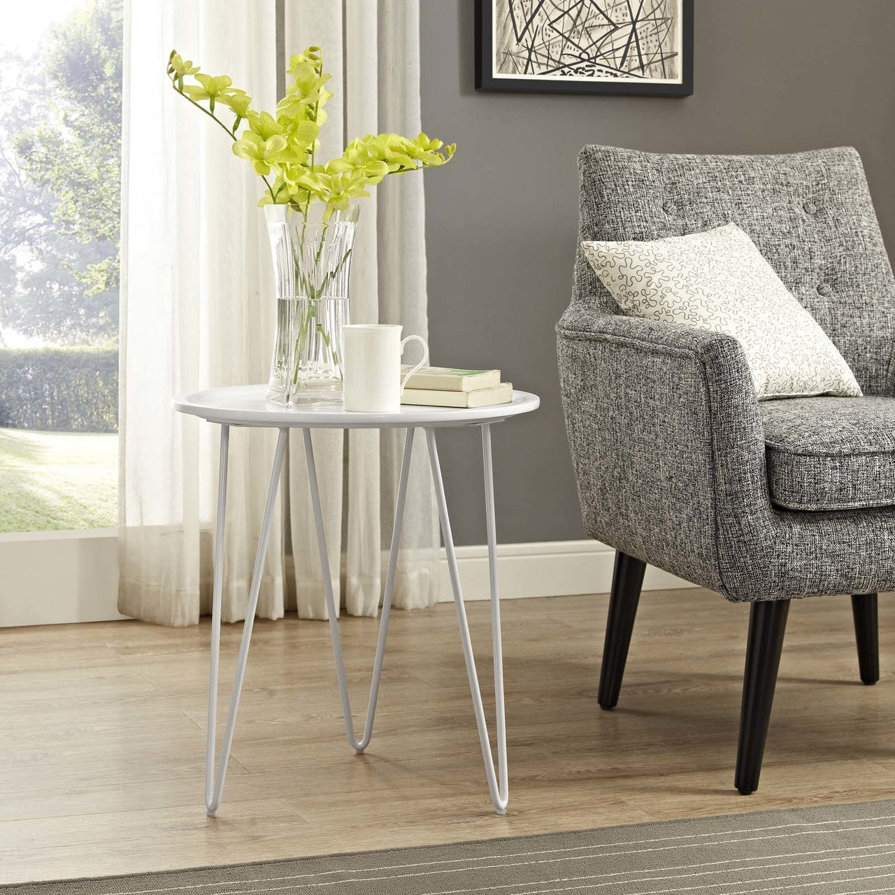 Digress Side Table, Metal Steel, White 13627