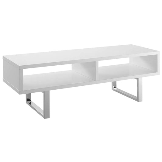 Amble 47 Low Profile TV Stand, Wood Metal Steel, White 13630