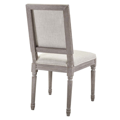 Court Vintage French Upholstered Fabric Dining Side Chair, Fabric, Beige 13632