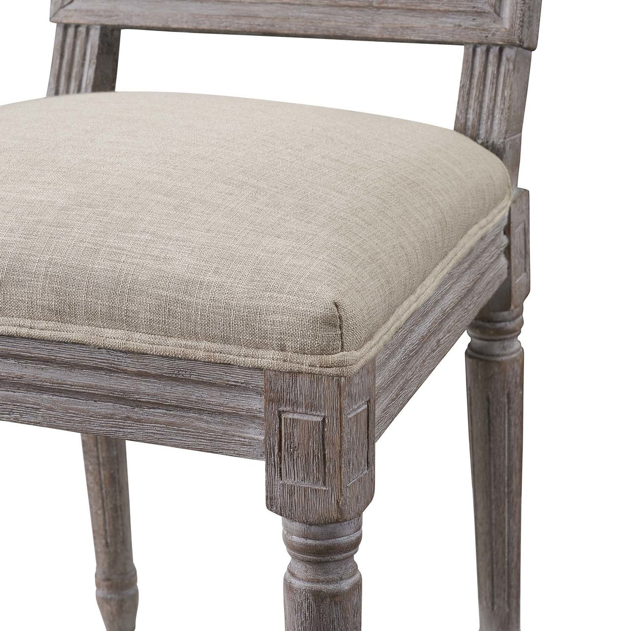 Court Vintage French Upholstered Fabric Dining Side Chair, Fabric, Beige 13632