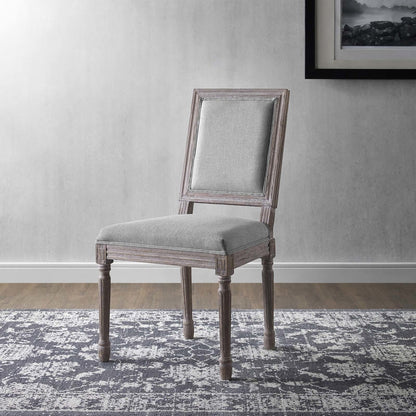 Court Vintage French Upholstered Fabric Dining Side Chair, Fabric, Light Grey Gray 13633