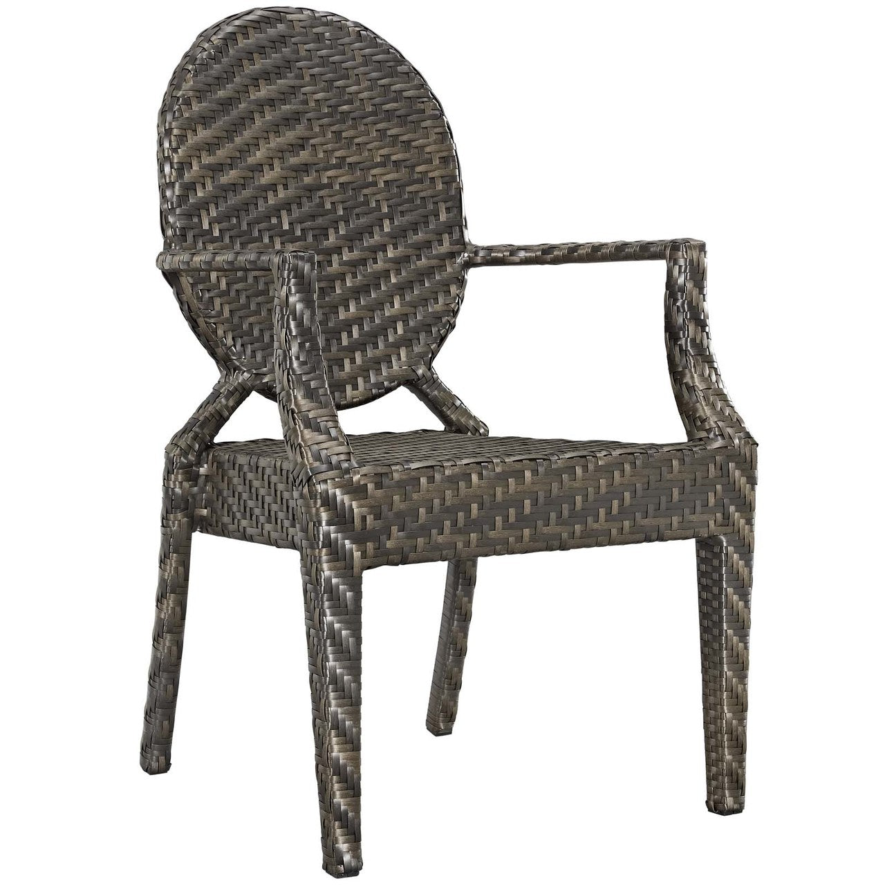 Casper Dining Outdoor Patio Armchair, Rattan Wicker, Brown 13634