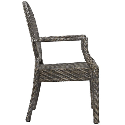 Casper Dining Outdoor Patio Armchair, Rattan Wicker, Brown 13634