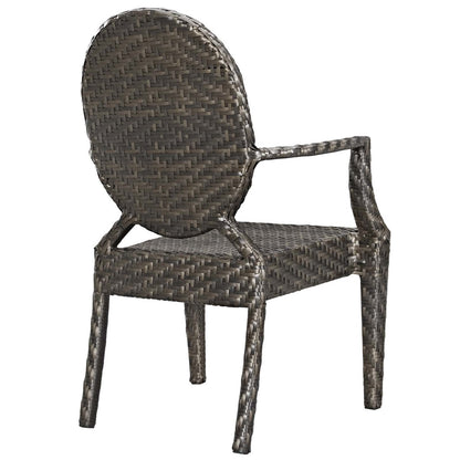 Casper Dining Outdoor Patio Armchair, Rattan Wicker, Brown 13634