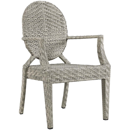 Casper Dining Outdoor Patio Armchair, Rattan Wicker, Light Grey Gray 13635