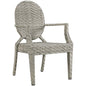 Casper Dining Outdoor Patio Armchair, Rattan Wicker, Light Grey Gray 13635