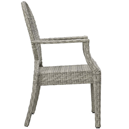 Casper Dining Outdoor Patio Armchair, Rattan Wicker, Light Grey Gray 13635