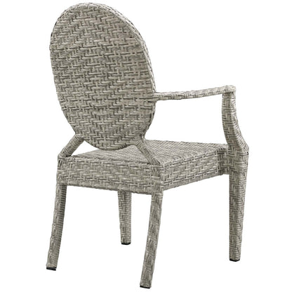 Casper Dining Outdoor Patio Armchair, Rattan Wicker, Light Grey Gray 13635